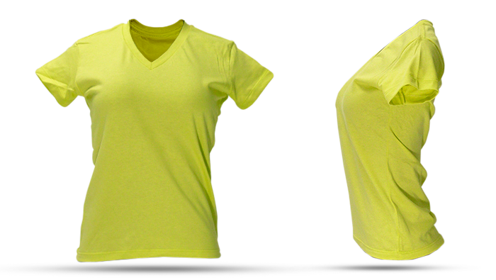 Camiseta-moda-mujer-algodón-amarillo-cuello-v-color